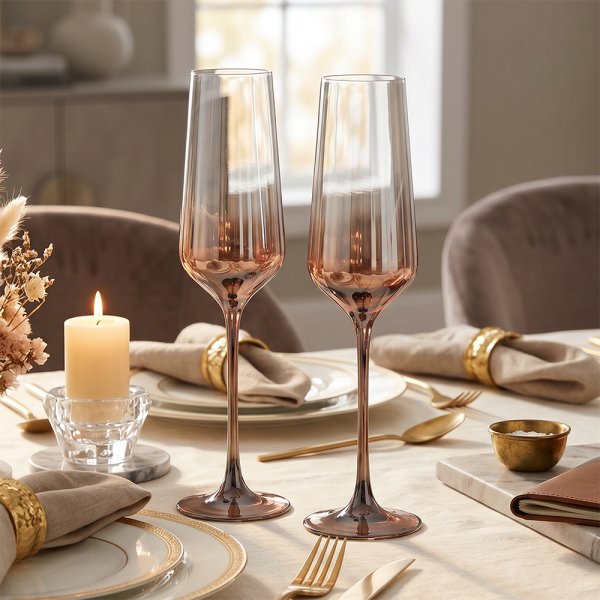 AMALFI FLUTES-BROWN SET 2