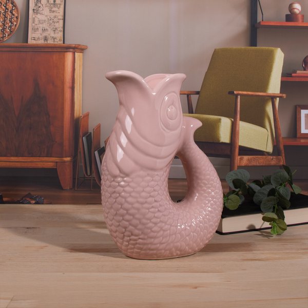FISH JUG/VASE PINK 26CM