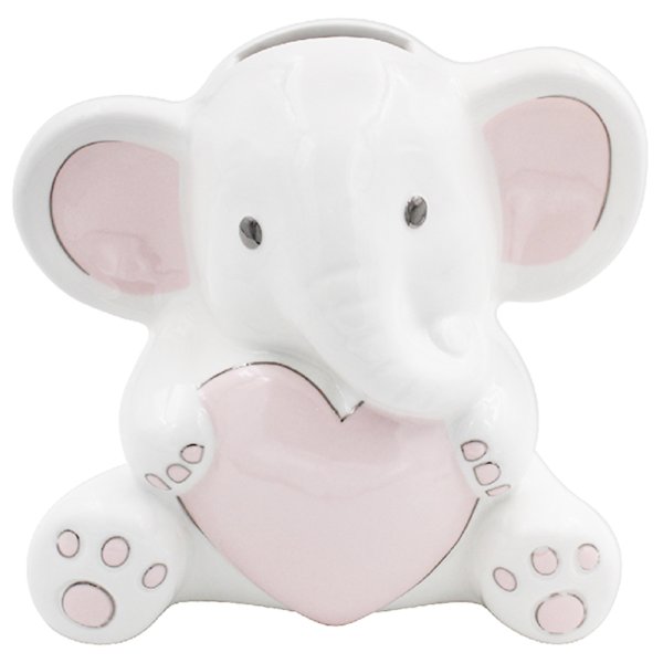 Baby Girl Leonardo White and Pink Elephant Shaped Money Box 