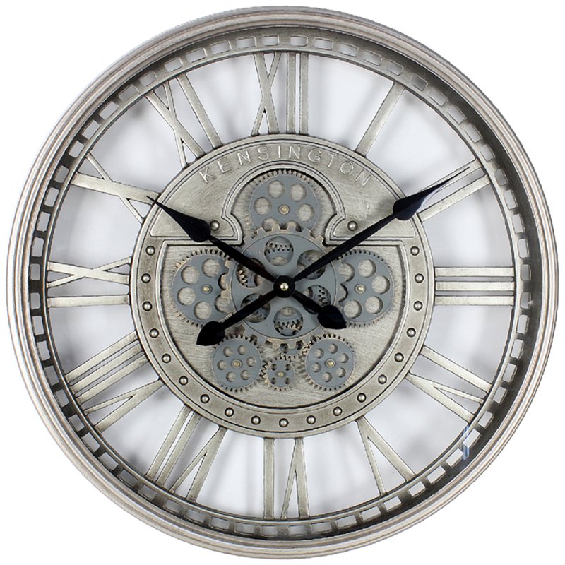 SILVER MOVING COG CLOCK 54CM Lesser & Pavey