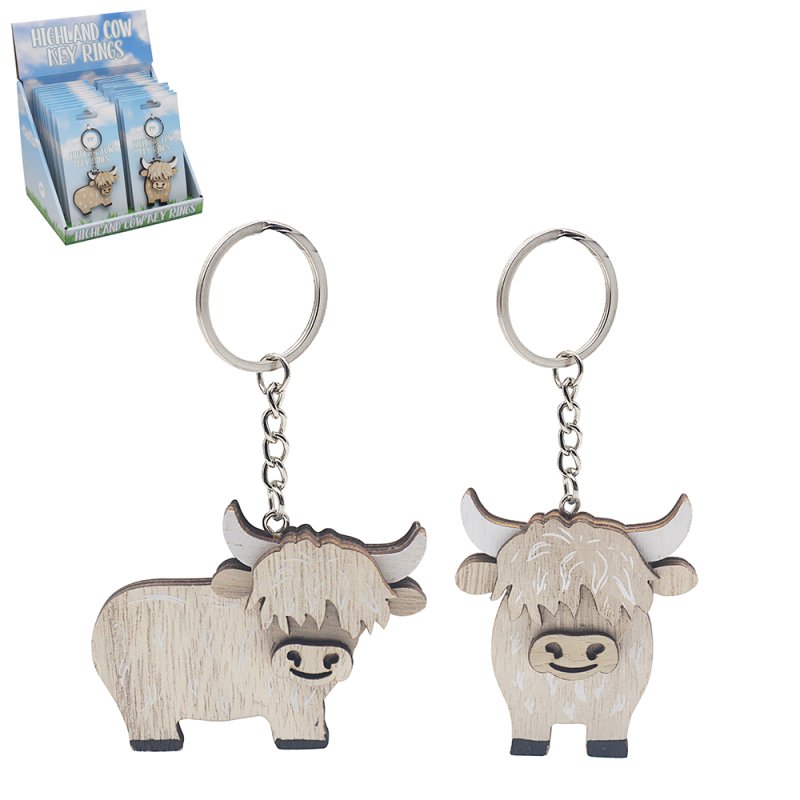 HIGHLAND COW KEYRING 2 ASST