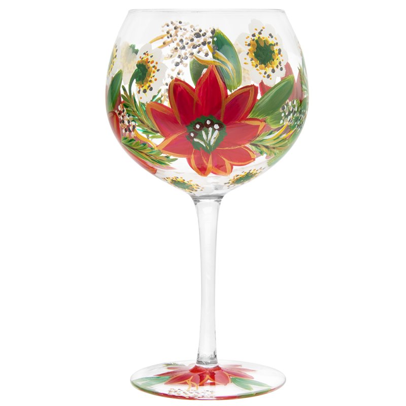 XMAS HAND PAINTED GIN GLASS Lesser & Pavey