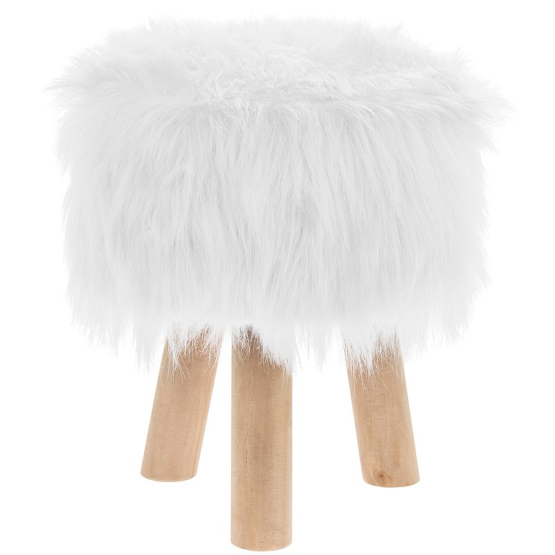 WHITE FURRY STOOL ROUND Lesser & Pavey