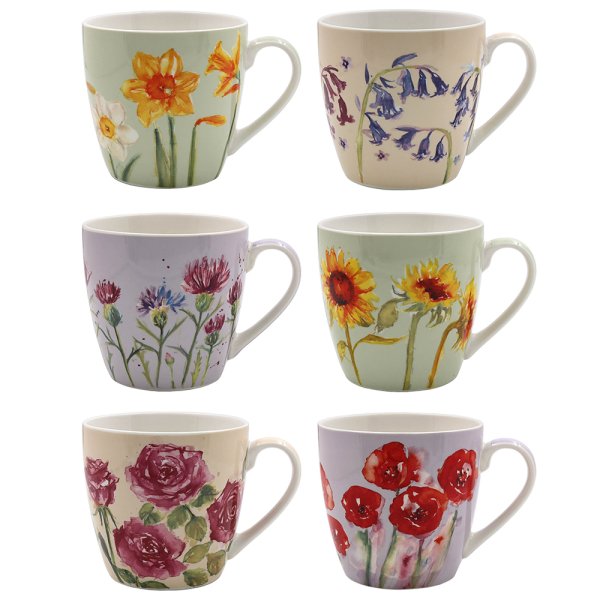 FLORAL BREAKFAST MUG 6 ASST