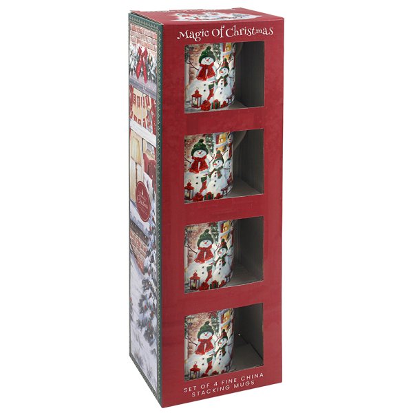 SNOWMEN STACKING MUGS SET4