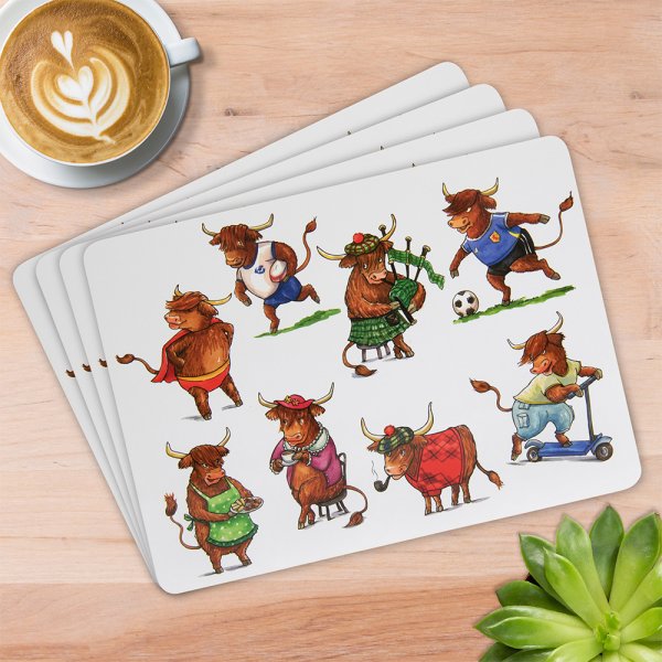 HIGHLAND COW PLACEMATS SET 4