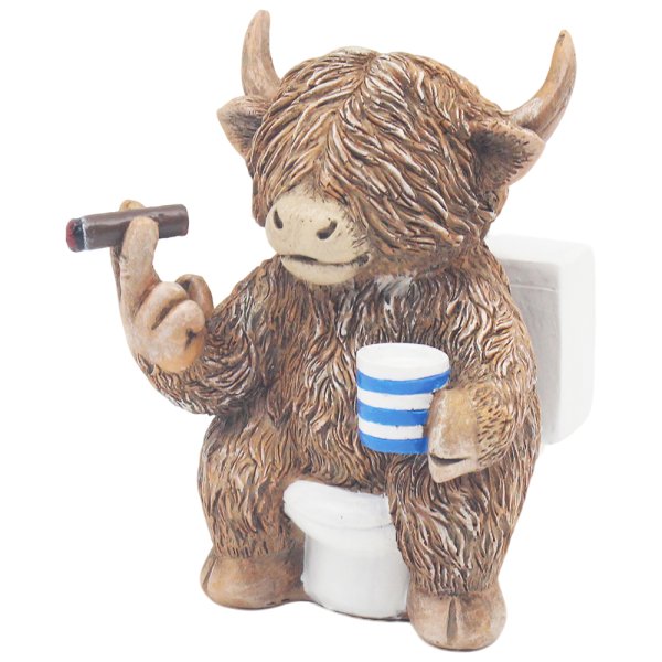 HIGHLAND COW ON TOILET