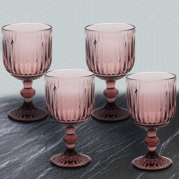 PINK WINE GLASS SET 4