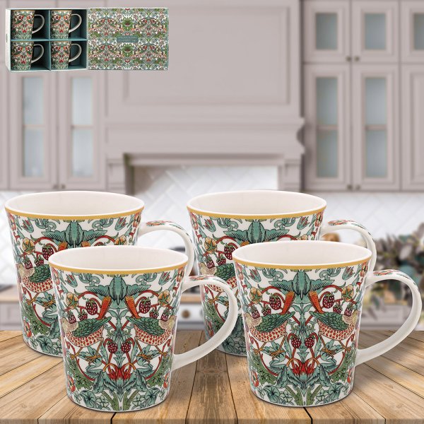 STRAWBERRY THIEF MUGS SET OF 4
