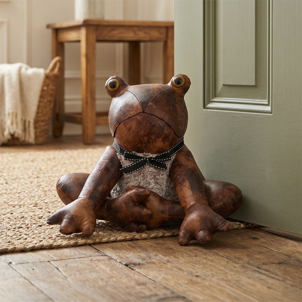 FAUX LEATHER FROG DOORSTOP